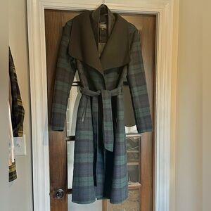 Mackage Nalia Wool Long Wrap Coat in Scottish Tartan. Size M. NWT!